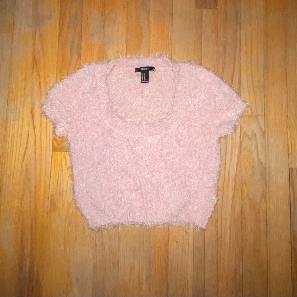 Pink Sweater Crop Top